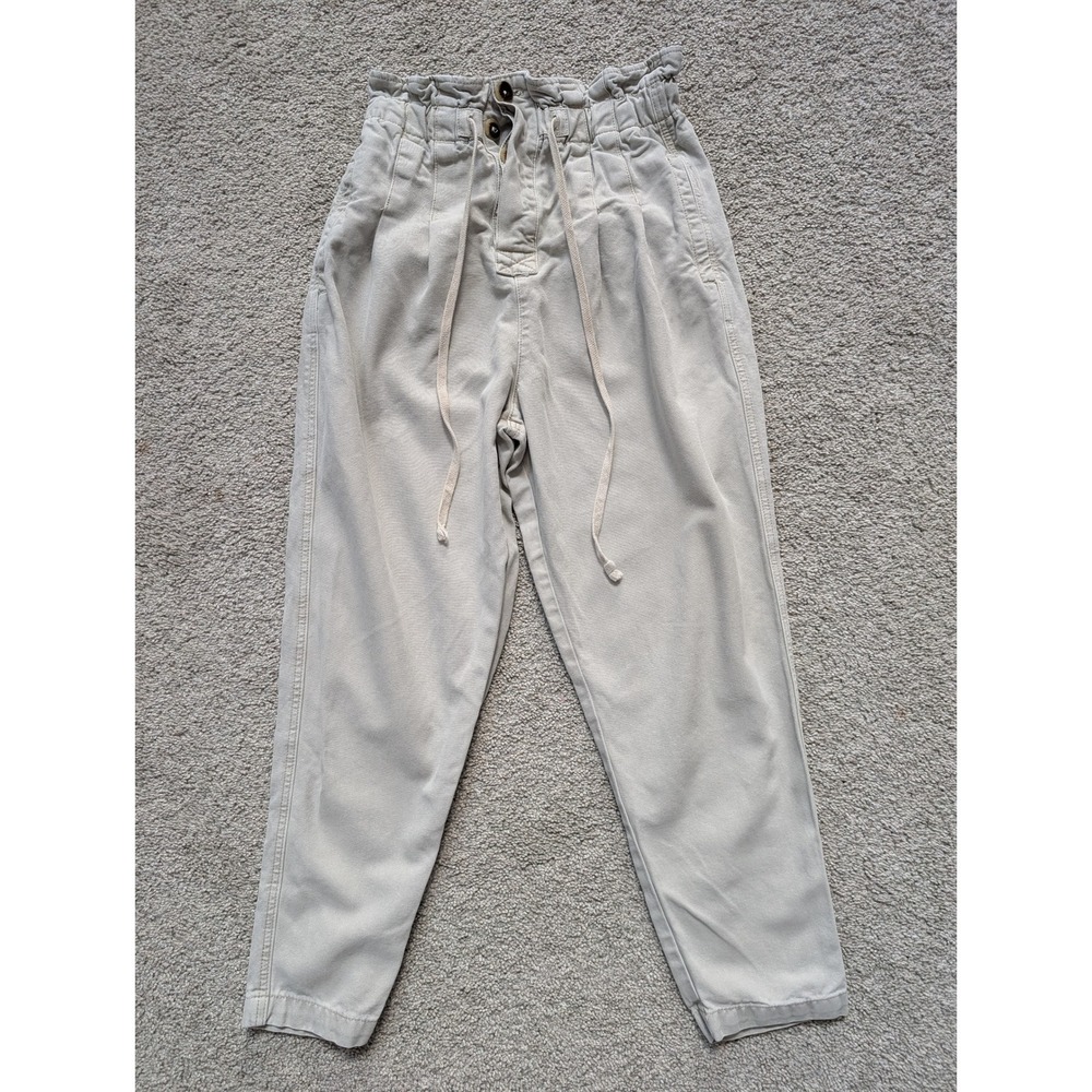 Free People Pants Womens XS Cotton Tan Paper Bag Waist Utility Relaxed Fit